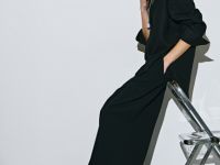 Рубашка с длинным рукавом из смесового льна, Черный