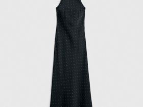 Сатиновое платье с американской проймой, Серый