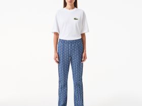 Женские расклешенные спортивные брюки Lacoste с монограммой