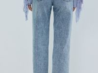 Прямые джинсы с высокой посадкой, Голубой