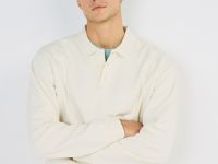 Джемпер с воротником-поло, Белый