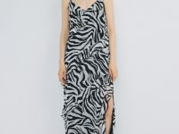 Платье из принтованного шифона с рюшами, Серый