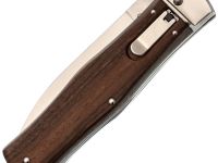 Автоматический многопредметный нож Mikov Predator, сталь 420, рукоять палисандр, кожаный чехол