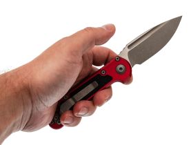 Автоматический нож Microtech LUDT Gen III, сталь M390, рукоять алюминий, бордовый