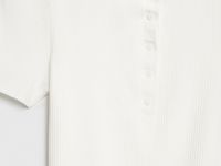 Поло в рубчик с коротким рукавом, Белый