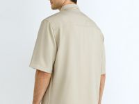 Рубашка из вискозы с коротким рукавом, Бежевый