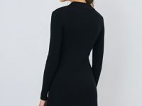 Вязаное платье мини, Черный