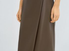 Юбка миди из искусственной кожи, Коричневый