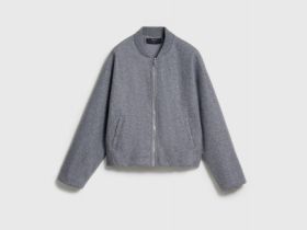 Бомбер из пальтовой ткани, Серый