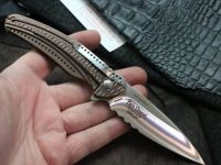 Складной нож CRKT Ripple Bronze Combo, сталь Acuto 440, рукоять нержавеющая сталь 420J2