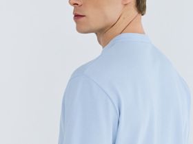 Поло с воротником-стойкой, Голубой