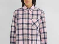 Рубашка в клетку из хлопка, Розовый