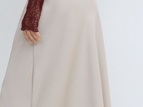 Атласная юбка миди А-силуэта, Бежевый