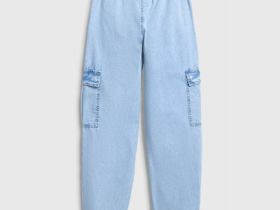 Джинcы оверсайз для девочек, Голубой
