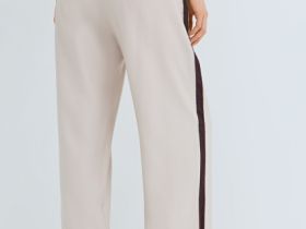 Прямые брюки с лампасами, Бежевый