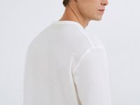 Лонгслив пижамный из текстурной ткани, Белый