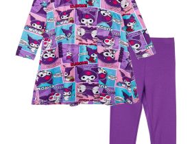 Комплект трикотажный для девочек: платье, брюки (легинсы)