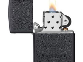 Зажигалка ZIPPO Tone on Tone Design с покрытием Black Matte, латунь/сталь, чёрная, 36x12x56 мм