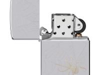 Зажигалка ZIPPO Spider Design с покрытием High Polish Chrome, латунь/сталь, серебристая, 38x13x57 мм