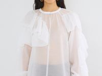 Блузка из лиоцелла с рюшами, Белый