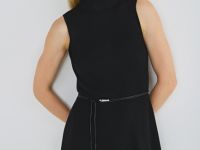 Вязаное платье с воротником-стойкой, Черный