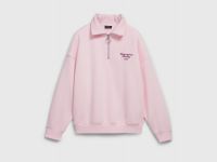 Толстовка с принтом и воротником на молнии, Розовый