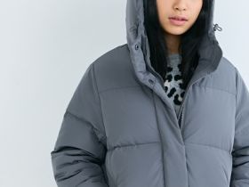 Длинный пуховик для девочек, Серый