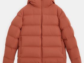 Пуховик с воротником-стойкой и капюшоном