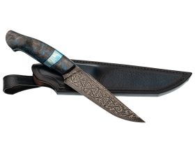 Авторский нож Затерянный мир, сталь мозаичный дамаск, подарочная шкатулка