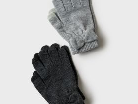 Перчатки трикотажные для девочек, 2 пары в комплекте