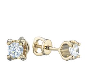 Пусеты из желтого золота с бриллиантами э0301пс06200855