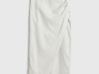 Льняная юбка миди с запахом, Бежевый