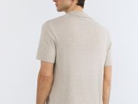 Вязаное поло с коротким рукавом, Бежевый