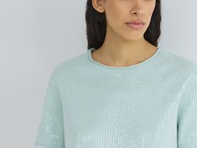 Джемпер с пайетками и коротким рукавом, Зеленый