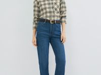 Прямые утеплённые джинсы, Синий