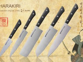 Набор из 5-ти кухонных ножей (овощной, универсальный, накири, шеф, сантону), Samura "Harakiri" (SHR-0250B)