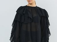 Блузка из лиоцелла с рюшами, Черный