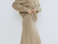 Трикотажная юбка из пушистой пряжи, Коричневый