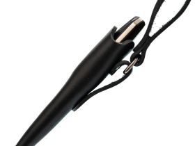 Нож Pocket Wolf Мини Тактик, сталь AUS10Co, рукоять G10, черный с зеленой вставкой, кожаные ножны
