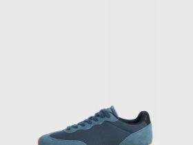 Комбинированные кроссовки из натуральной замши, Синий