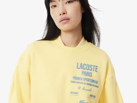 Женская толстовка Lacoste свободного кроя с плиссированным принтом
