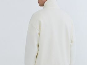 Толстовка с воротником-стойкой на молнии, Белый