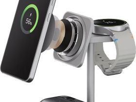 Беспроводное зарядное устройство uBear Evoke 3в1 Qi2, 25Вт серебро