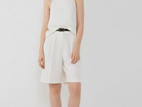 Льняной топ на бретелях, Белый