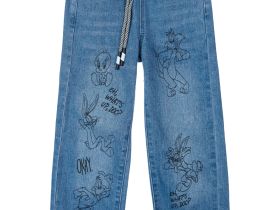 Брюки текстильные джинсовые для девочек