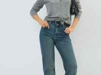 Джинсы клёш с высокой посадкой, Синий