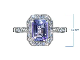 Кольцо из белого золота с танзанитом и бриллиантами э4742кц05220419