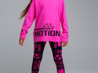 Комплект трикотажный для девочек: фуфайка (футболка с длинными рукавми), брюки (легинсы)