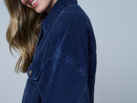 Вельветовая куртка с эффектом стирки, Синий