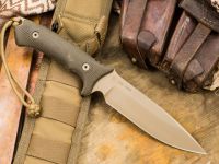 Нож с фиксированным клинком Spartan Blades Harsey Difensa, сталь CPM-S35VN Flat Dark Earth, рукоять зеленая микарта, чехол песочный